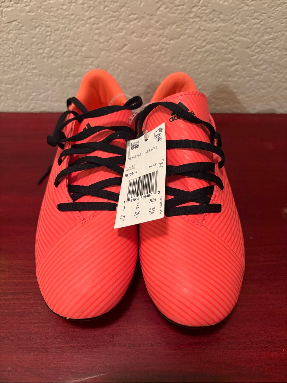 Adidas Nemeziz 19.4 FxG J Youth Soccer Cleats - Coral/Black - Size 3.5Y